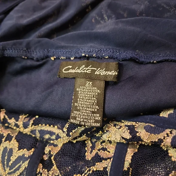 Elegant Navy and White Embroidered Dress By Candlelight Women's Fairycore Formal - Picture 10 of 11